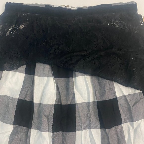 Copper Key Lace Plaid Mini Skirt A Line Black White Dressy Or Casual Sz M - Picture 3 of 15